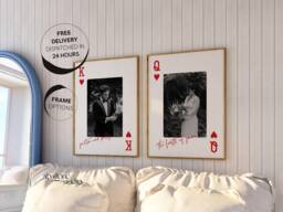 Custom Duo Card Wedding Prints Sentimental 1st Anniversary Gift Vegas Bride & Groom Above Bed Decor Paper Album - thumbnail 1