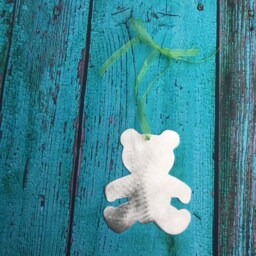 Teddy Bear, Christmas Ornament, Dorm Decor, Handcrafted, Metal, Baby Room, Kids Room Metal Bear, Silver, Wall Hanging - thumbnail 3