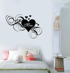 Wall Vinyl Decal Family Hearts Love Mom Mother's Day Decoration Custom Bedroom Kid's Room Decor - #1033Di - thumbnail 1