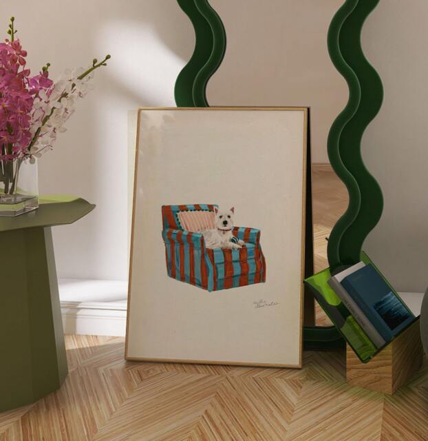Westie Print - Dogs On Chairs Collection 5 X 7 Inches/A5 A4 A3 - image 1