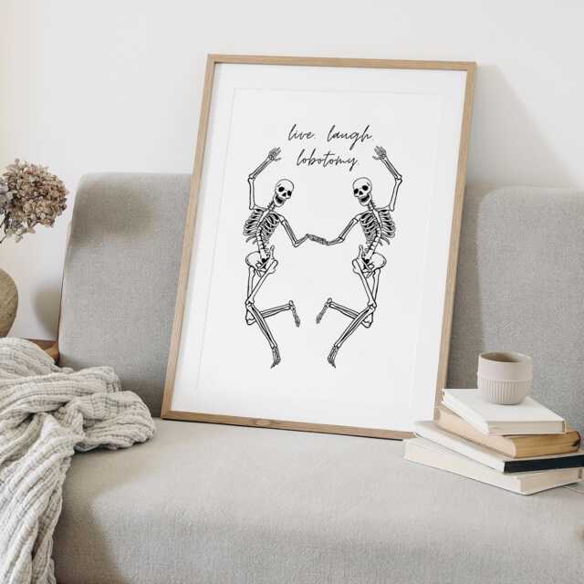 Live Laugh Lobotomy - 01 Poster Dark Humour Wall Art, Funny Print, Seasonal Decor, Fall Halloween Poster, Autumnal Home Decor - image 1