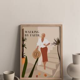 Walking By Faith Blonde Illustration Poster, Printed & Shipped, 2 Corinthians, Modern Scripture Bible Verse Prints, Christian Home Decor - thumbnail 3