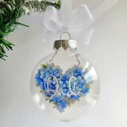 Personalised Memorial Bauble Forget Me Not Ornament, Dad Christmas Keepsake, Family Loss Decoration, Alzheimer's Awareness - thumbnail 2