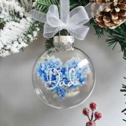 Personalised Memorial Bauble Forget Me Not Ornament, Dad Christmas Keepsake, Family Loss Decoration, Alzheimer's Awareness - thumbnail 4