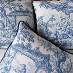 Pillow Case Blue Offwhite Toile De Jouy & Canvas French Country Style Scene Cushion Cover Bedroom Decoration Pure Cotton - thumbnail 2