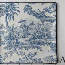 Pillow Case Blue Offwhite Toile De Jouy & Canvas French Country Style Scene Cushion Cover Bedroom Decoration Pure Cotton - thumbnail 3