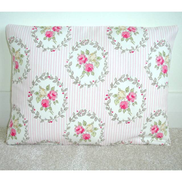 Oblong Bolster Pillow Cover Felicity Floral Stripe Pink Yellow Roses Throw Grey Cushion Sham Slip Case Pillowcase 12x16 12x20 16x24 - image 1