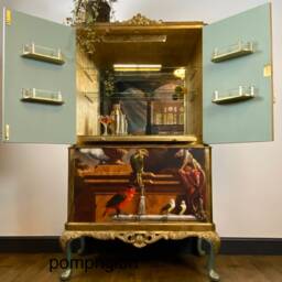 Menagerie Chinoiserie Vintage Drinks Cabinet - Bespoke Cocktail Bar Made To Order - thumbnail 3
