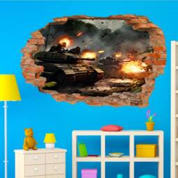 War Zone Army Tank Battle Wall Sticker Mural Poster Decal 3D Art Office Room Bedroom Decoration Id776 - thumbnail 2
