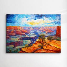 Grand Canyon Landscape Abstract Oil Painting Van Gogh Style Wall Art, Framed Canvas Poster Print, Home Kitchen Office Room Decor, Gifts - thumbnail 3