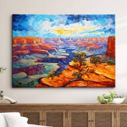 Grand Canyon Landscape Abstract Oil Painting Van Gogh Style Wall Art, Framed Canvas Poster Print, Home Kitchen Office Room Decor, Gifts - thumbnail 1