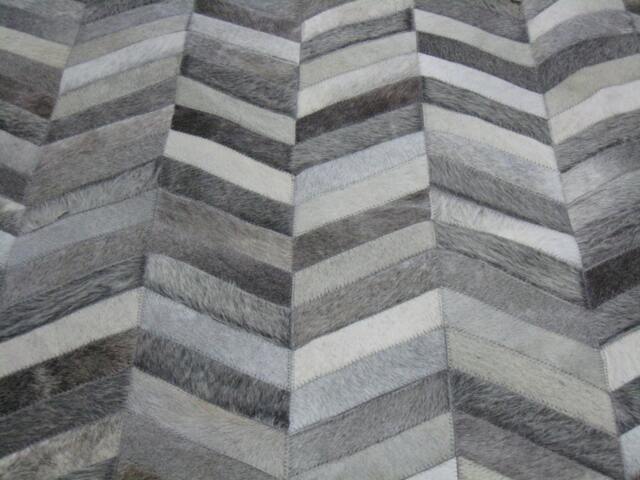 Cowhide Patchwork Rug Raw Leather Argentina - Free Shipping Chevron Mix Of Grey 6' X 8' Cowhide Rugs Handmade - image 1