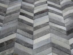 Cowhide Patchwork Rug Raw Leather Argentina - Free Shipping Chevron Mix Of Grey 6' X 8' Cowhide Rugs Handmade - thumbnail 1