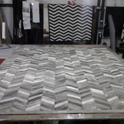 Cowhide Patchwork Rug Raw Leather Argentina - Free Shipping Chevron Mix Of Grey 6' X 8' Cowhide Rugs Handmade - thumbnail 3