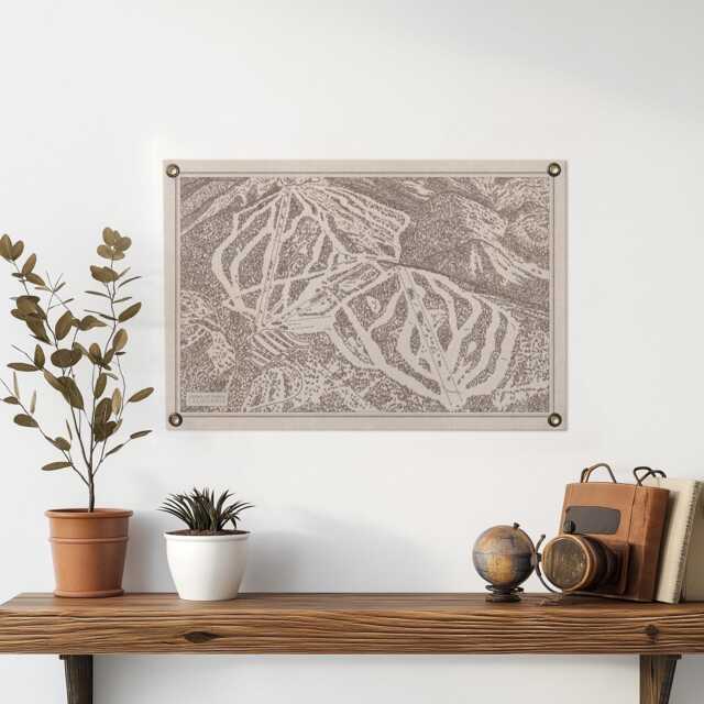 Sierra Tahoe Ca Mountain Map Felt Poster Banner - Vintage Ski Snowboard Mountain Wall Art Gift. Flag Pennant Home Decor. Usa Handmade - image 1
