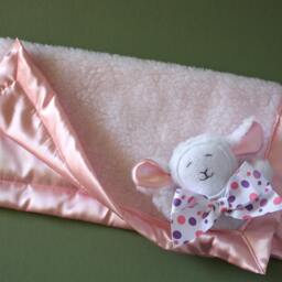 Fluffy Lamb Baby Security Blanket Satin Lovey, Stuffed Animal Toy - Customizable - thumbnail 3