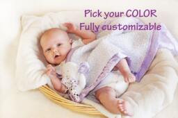 Fluffy Lamb Baby Security Blanket Satin Lovey, Stuffed Animal Toy - Customizable