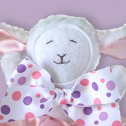 Fluffy Lamb Baby Security Blanket Satin Lovey, Stuffed Animal Toy - Customizable - thumbnail 2