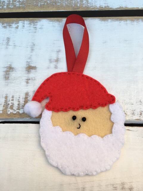 Santa Claus Christmas Decoration, Traditional Stitched Felt Tree Ornament - image 1
