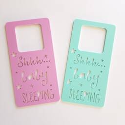 Shhh Baby Sleeping Wooden Door Hanger-Wall Hanging-Kids Door Sign-Kids Gift-Baby Gift-Lasercut-Plaque-Acrylic-Pastel-Bamboo-Baby Shower Gift - thumbnail 2