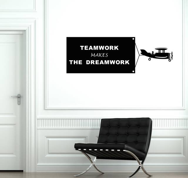 Teamwork Vinyl Wall Decal Quote Office Space Decor Team Work Stickers Mural - #2924Di - image 1