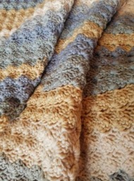 Blanket, Hand Crochet Corner To Throw, C2C Afghan, Bernat Pop in Sandy Beach Colors, Shades Of Blue & Beige White - thumbnail 3