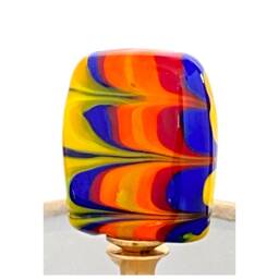 Venetian Glass Lamp Finials - Green, Cobalt Blue, Red, Yellow & Orange Brass, Nickel Or Bronze Hardware- Lampwork Glass - thumbnail 1