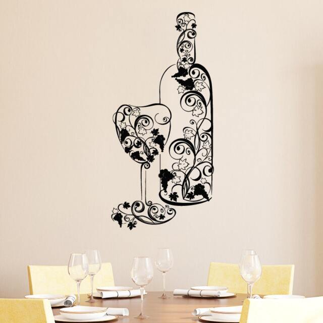 Wall Decals Grapes Wineglass Wine Decal Vinyl Sticker Home Decor Interior Design Kitchen Cafe Restaurant Ms494 - image 1