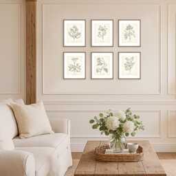 Vintage Botanical Prints Set Of 6 Poster Wildflower Print Flower Fine Art Neutral Home Decor Beige Wall - thumbnail 3