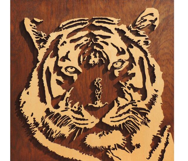 3D Tiger, Laser Cut Wooden Wall Decoration - image 1