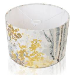 Yellow & Silver Birch Tree Lamp Shade Handmade UK Table Or Ceiling Drum Standard Mustard Grey Forest Nature
