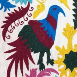 Hand Embroidered Suzani Tapestry Uzbek Floral Boho Wall Decor - thumbnail 2