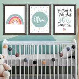 Set Of 3 Girls Nursery Print, Rainbow Personalised Baby Wall Bedroom Decor, Print - thumbnail 2