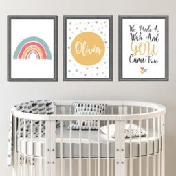 Set Of 3 Girls Nursery Print, Rainbow Personalised Baby Wall Bedroom Decor, Print - thumbnail 3
