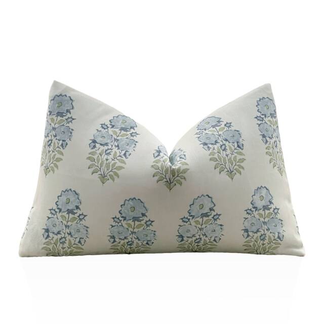 Lisa Fine Mughal Flower Pillow Cover in Monsoon, Throw Pillow, Decorative Pillows - image 1