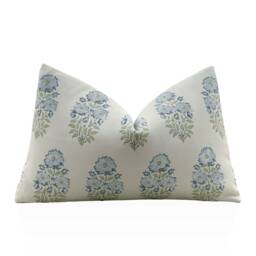 Lisa Fine Mughal Flower Pillow Cover in Monsoon, Throw Pillow, Decorative Pillows - thumbnail 1