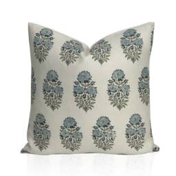 Lisa Fine Mughal Flower Pillow Cover in Monsoon, Throw Pillow, Decorative Pillows - thumbnail 2