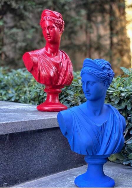 Handmade Artemis Bust Statue Acrylic Painted Polyester Sculpture