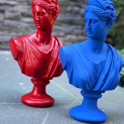 Handmade Artemis Bust Statue Acrylic Painted Polyester Sculpture - thumbnail 3