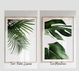 Green Leaf Wall Art Print, Living Room Prints, Bathroom Poster, Bedroom Kitchen Pictures, Botanical Tropical Floral - thumbnail 1