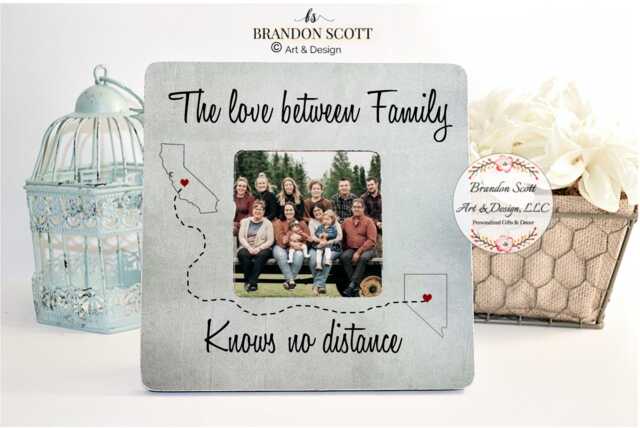 Personalized Long Distance Family Photo Frame States Design, Moving Gift, Family Frame - image 1