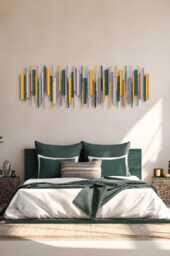 Gold & Teal Wall Art - Luxury Modern Wood Sculpture - thumbnail 1