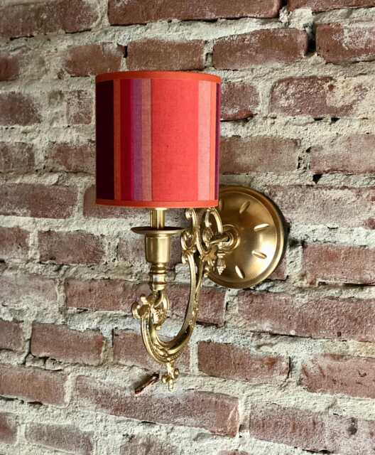 Italian Antique Wall Lamp. With A Striped Shade. 27cm High. This Isn't Mass-Produced Item Only One Was Made - image 1