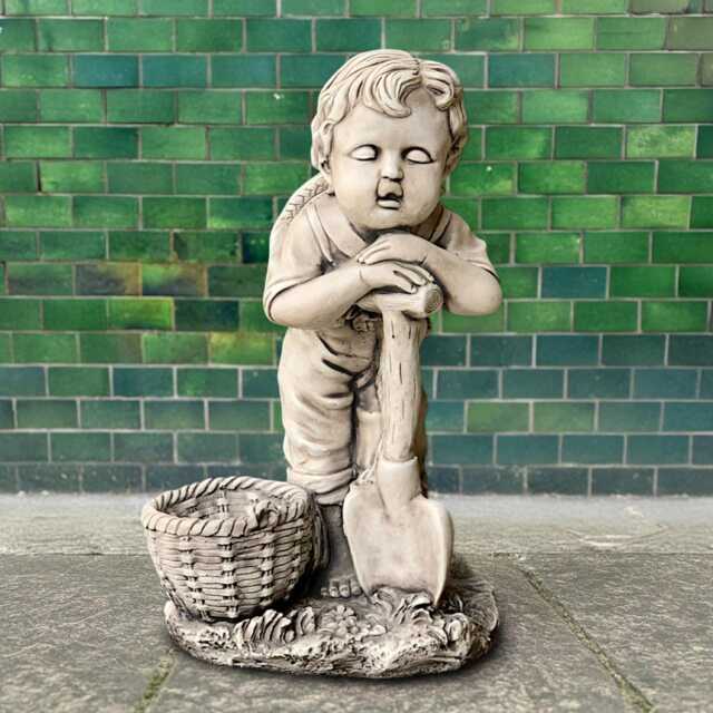 Concrete Boy Statue Cement Young Worker Sculpture Garden Child Figurine Outdoor Memorial Children Art Handmade Kids Patio Decor Stone - image 1