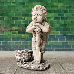 Concrete Boy Statue Cement Young Worker Sculpture Garden Child Figurine Outdoor Memorial Children Art Handmade Kids Patio Decor Stone - thumbnail 2