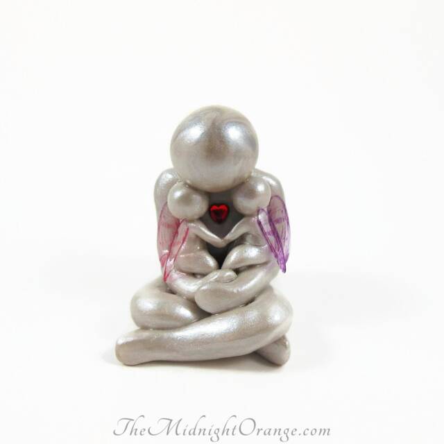 Handmade Daddy Of Twins Sculpture Father's Keepsake, Angel Wings - image 1