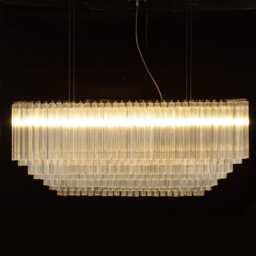 Murano Pendant Chandelier - Large Handmade Italian Glass Triedri Fixture - thumbnail 3