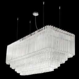 Murano Pendant Chandelier - Large Handmade Italian Glass Triedri Fixture - thumbnail 2
