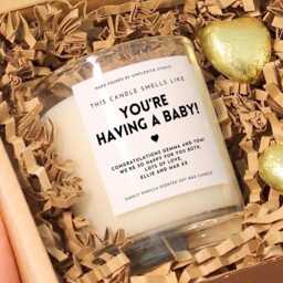Personalised Parents To Be Gift Set Handmade Vanilla Candle & Heart Chocolates - thumbnail 2