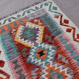 2'8x13'5 Ft Long Runner Rug, Natural Vegetable Dyes, Flatweave Kilim Geometric Rug, Afghan Handmade Wool Hallway Rug - thumbnail 3
